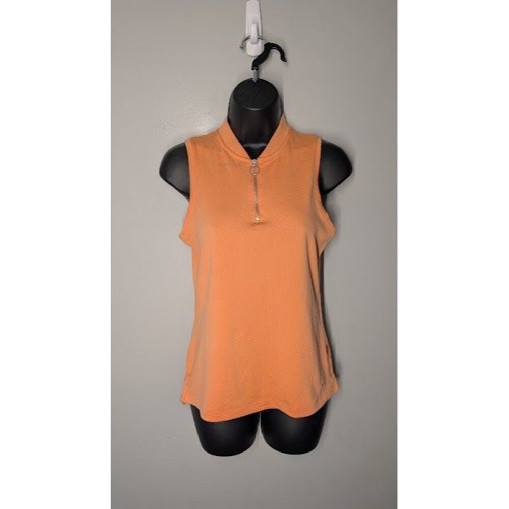 NIke Standard Fit Dri Fit Womens XL 1/4 Zip Sleeveless Athletic Shirt Orange